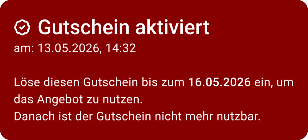 Aktivierter Gutschein in der App