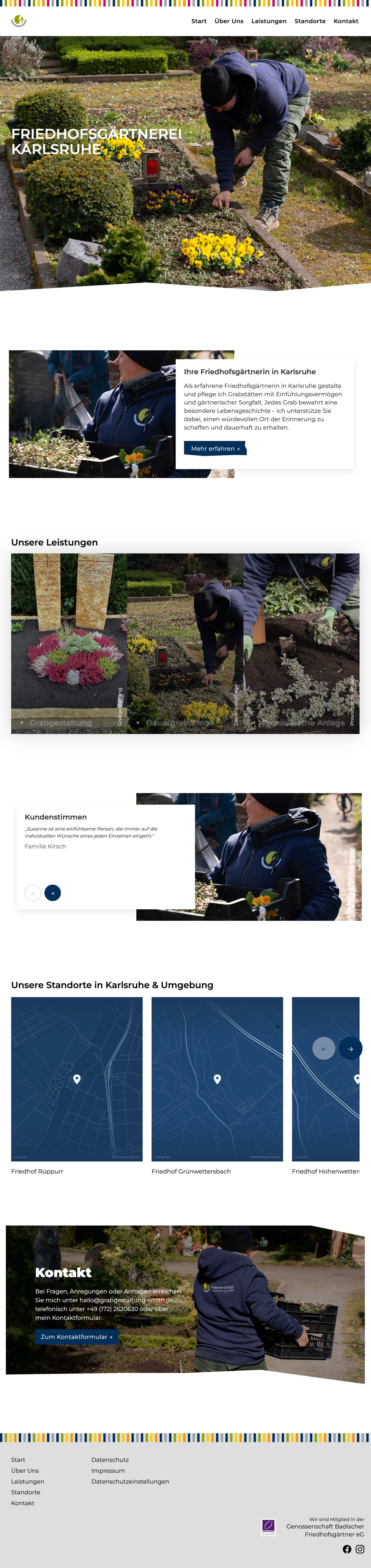 Komplette Startseite der neuen Website