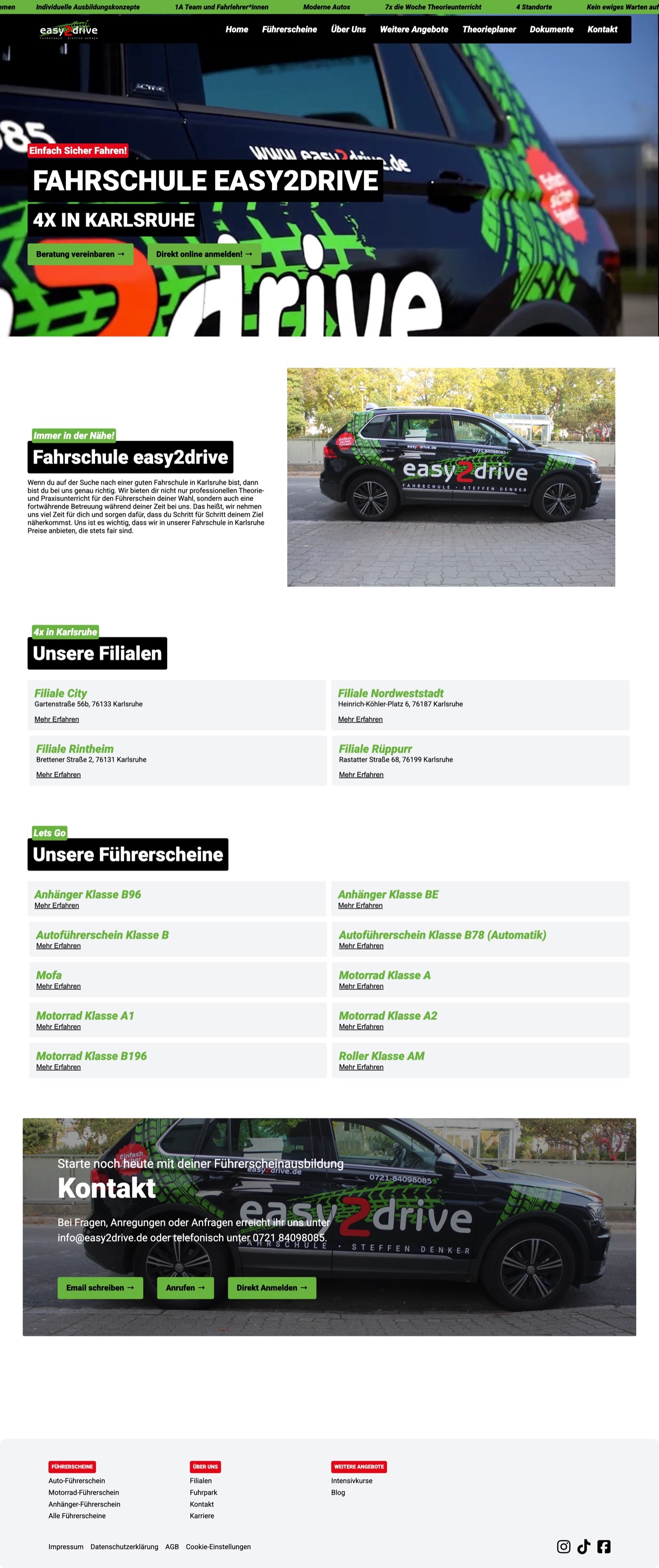 Website der Fahrschule easy2drive